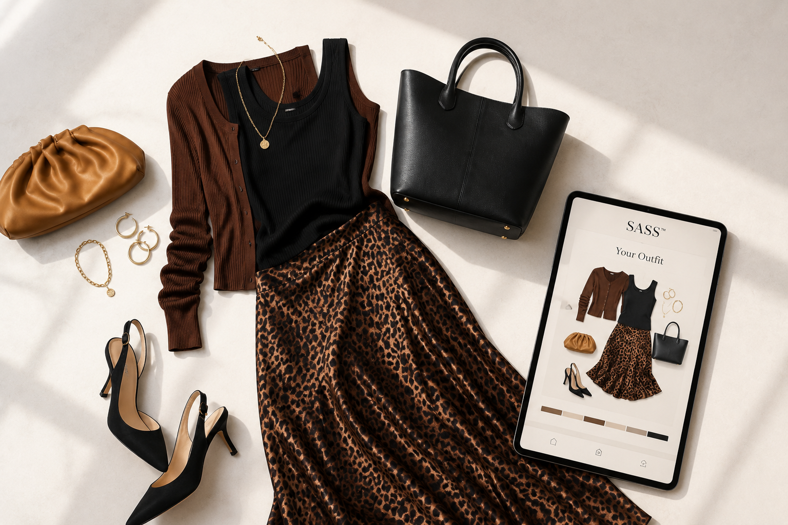 A complete personalized outfit styled with the SASS digital outfit assistant